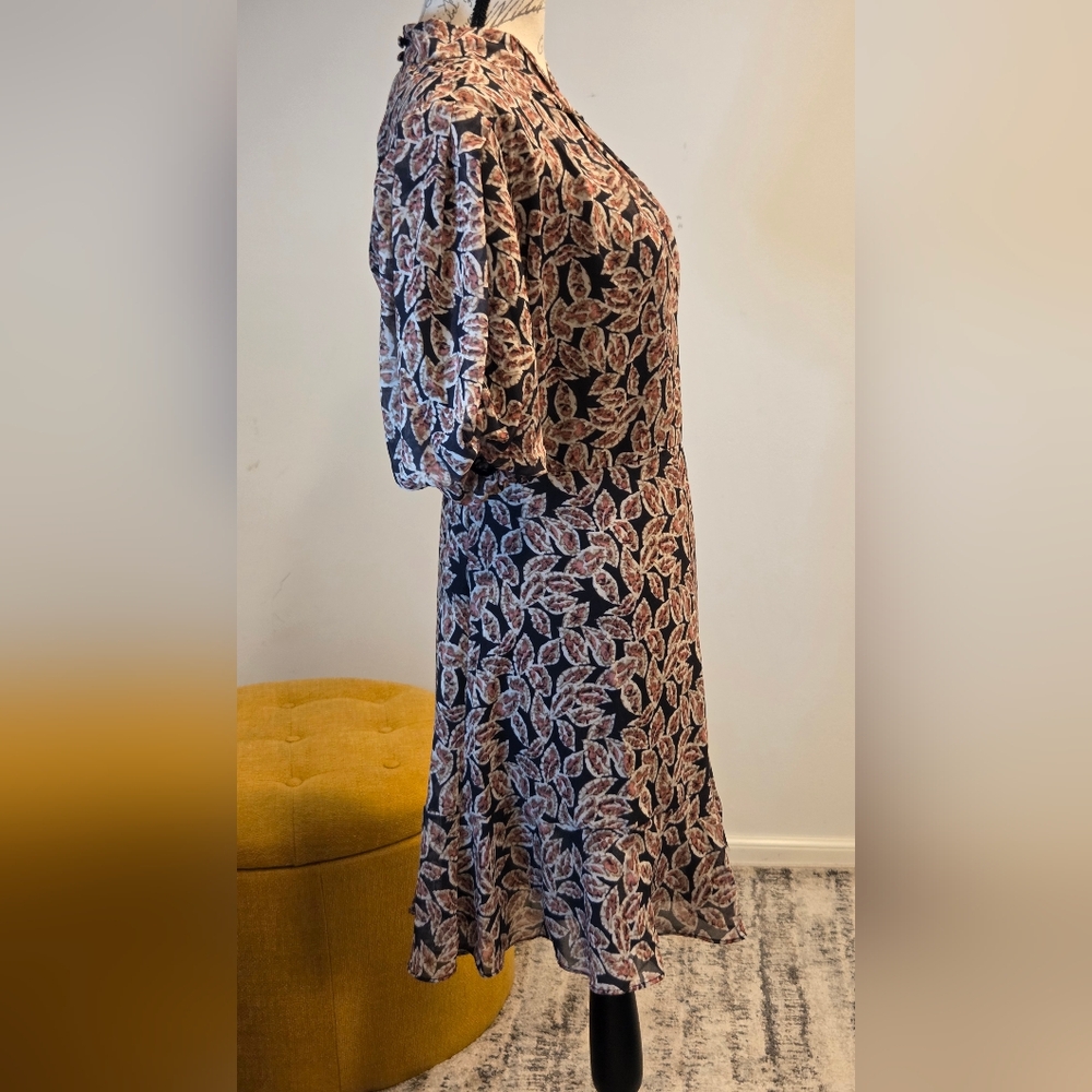 Thml Black And Brown Leaf Pattern Mini Dress, Siz… - image 3